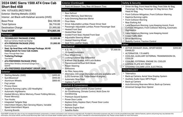 Used 2024 GMC Sierra 1500 AT4 w/ Technology Package image 32