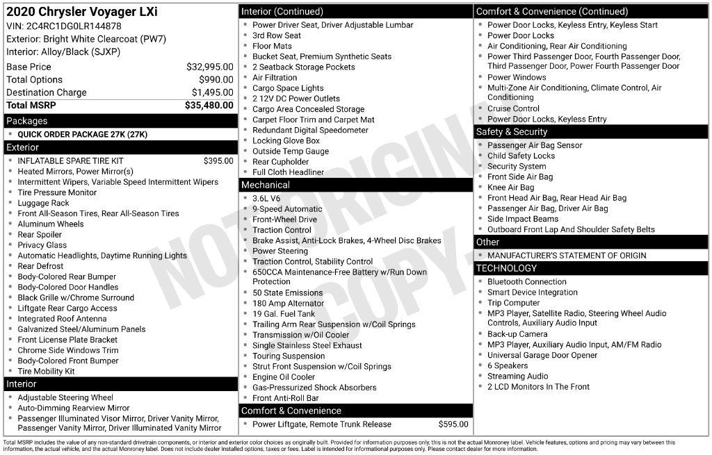 Used 2020 Chrysler Voyager Lxi FWD image 44