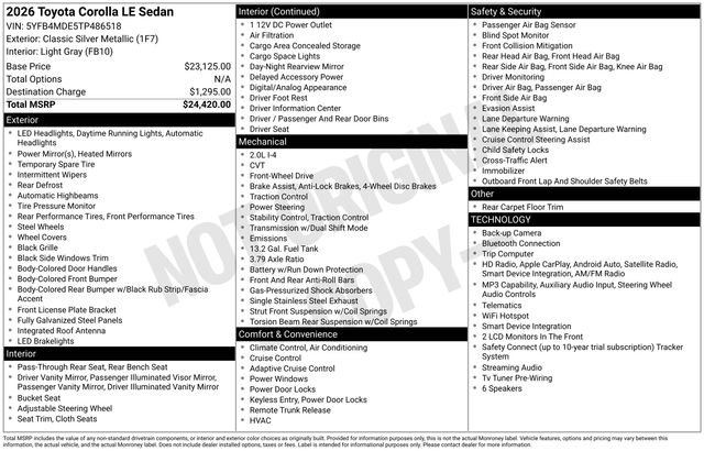 Certified 2026 Toyota Corolla LE FWD image 31