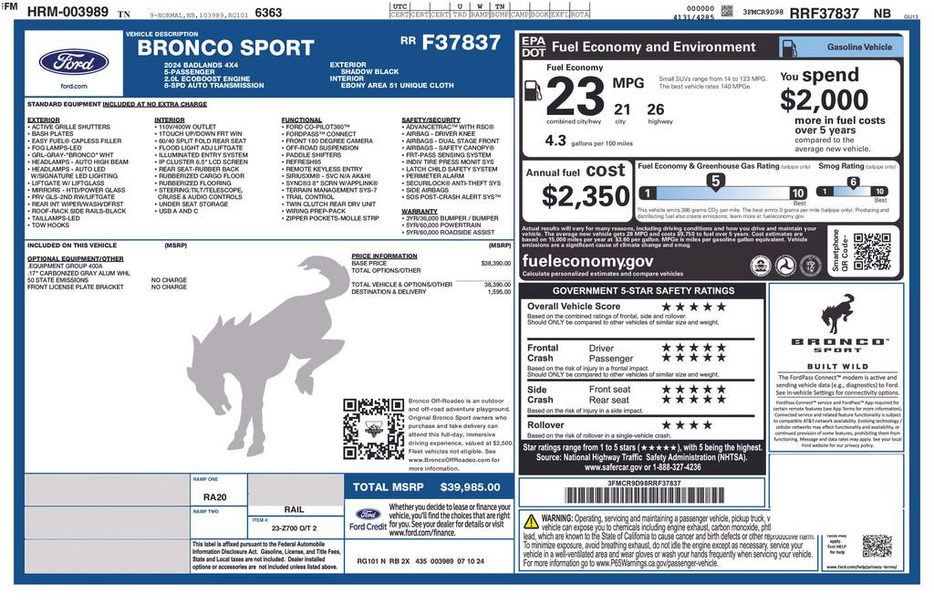 Certified 2024 Ford Bronco Sport Badlands AWD/4WD image 12