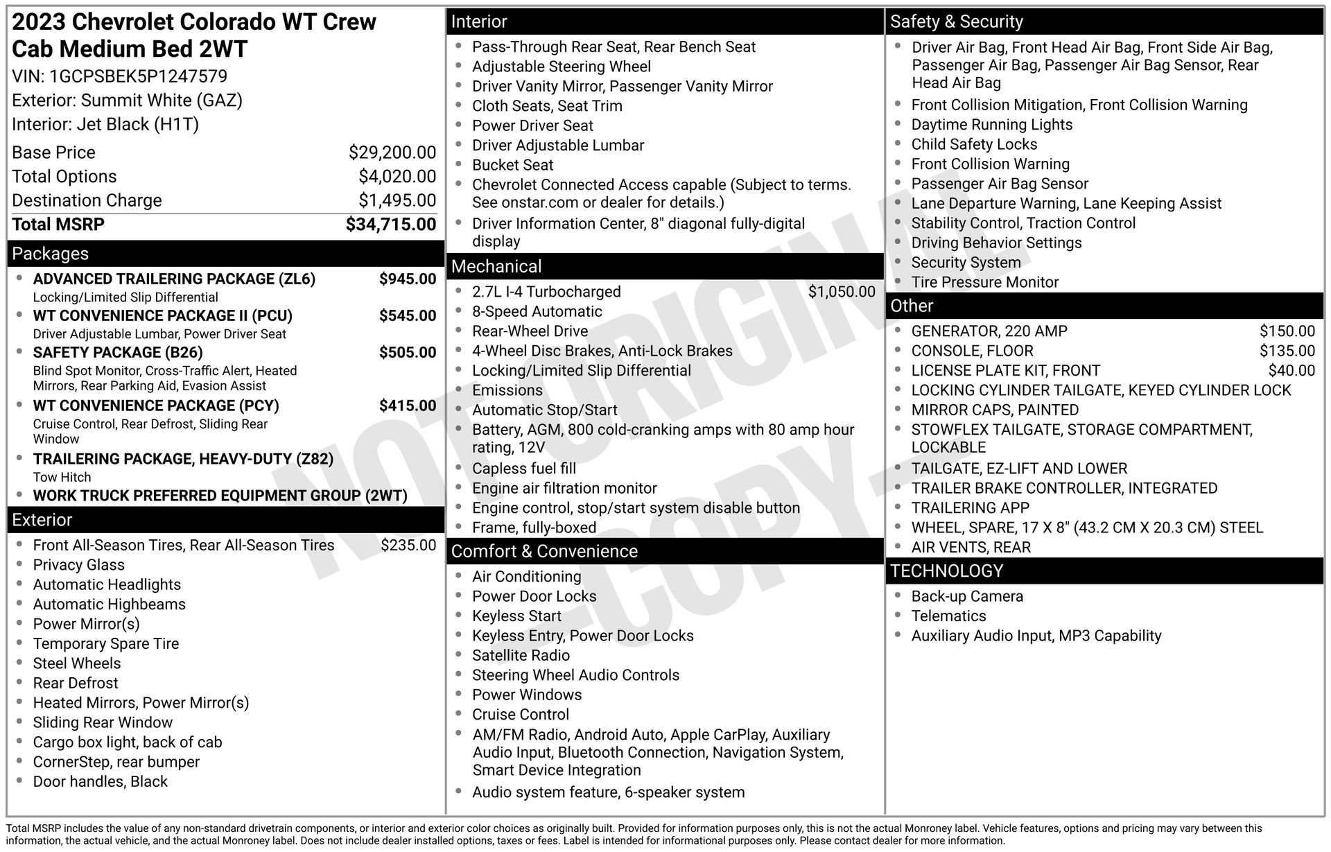 Used 2023 Chevrolet Colorado W/T w/ Advanced Trailering Package image 16