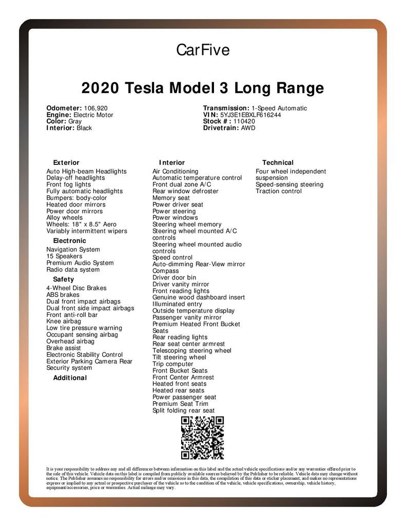 Used 2020 Tesla Model 3 Long Range AWD/4WD image 30