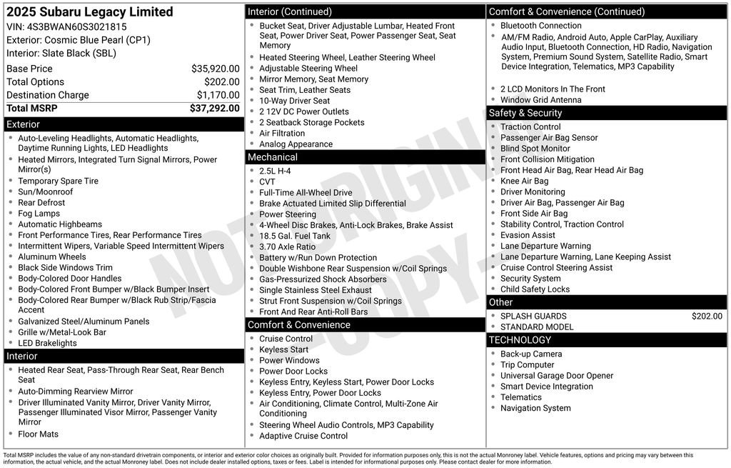 Certified 2025 Subaru Legacy Limited AWD/4WD image 11