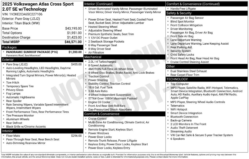 Used 2025 Volkswagen Atlas Cross Sport SE w/ Panoramic Sunroof Package AWD/4WD image 10