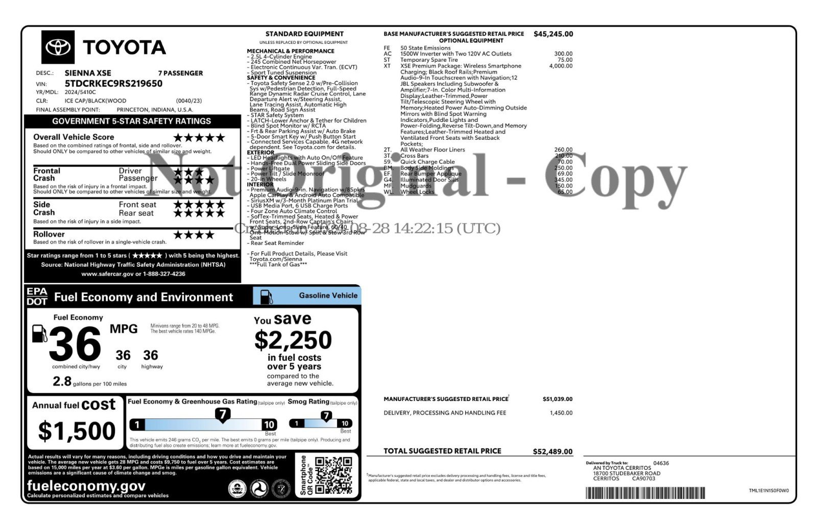 Used 2024 Toyota Sienna XSE w/ XSE Premium Package image 58