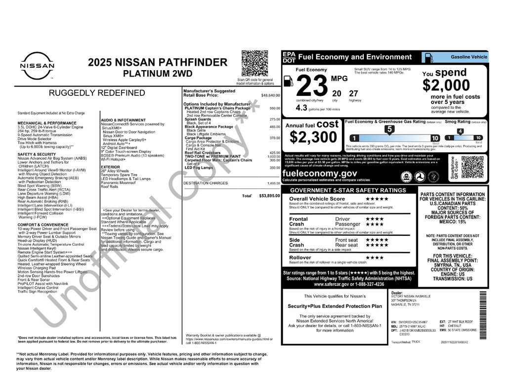 Used 2025 Nissan Pathfinder Platinum FWD image 47