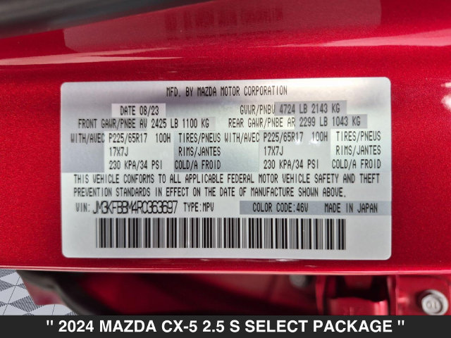Used 2024 MAZDA CX-5 AWD 2.5 S w/ Select Package image 37