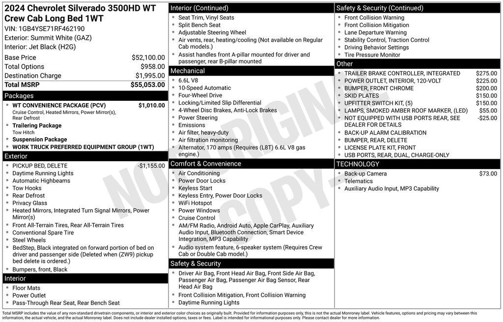 Used 2024 Chevrolet Silverado 3500 W/T w/ WT Convenience Package AWD/4WD image 24