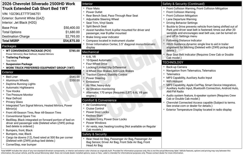 New 2026 Chevrolet Silverado 2500 W/T w/ WT Convenience Package AWD/4WD image 22