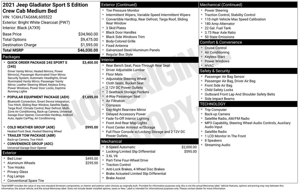 Used 2021 Jeep Gladiator Sport image 39