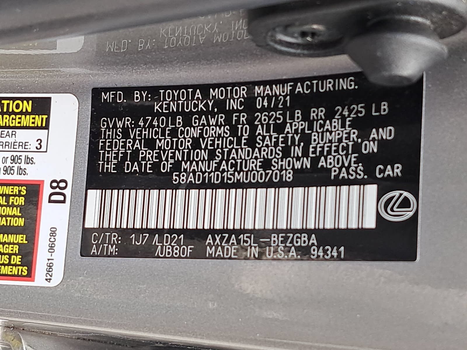 Used 2021 Lexus ES 250 w/ Premium Package AWD/4WD image 38