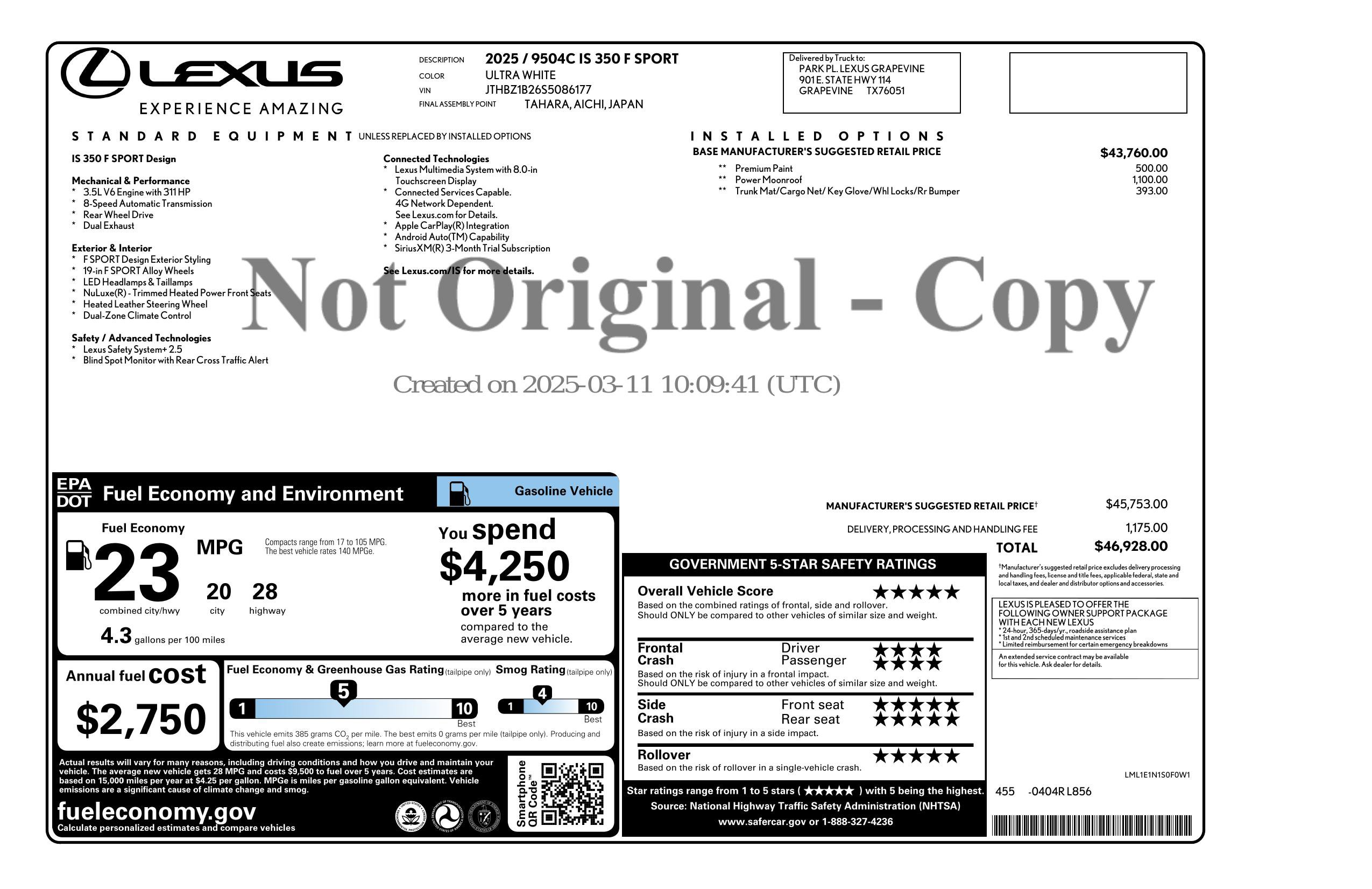 Used 2025 Lexus IS 350 F Sport w/ Accessory Package 2 RWD image 3