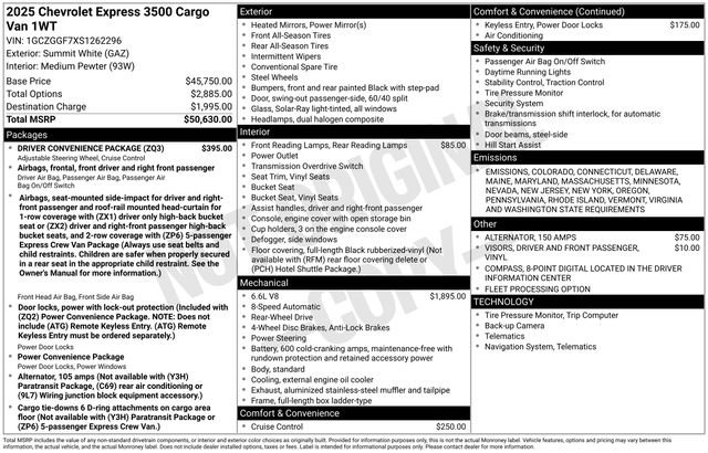 New 2025 Chevrolet Express 3500 w/ Driver Convenience Package image 5