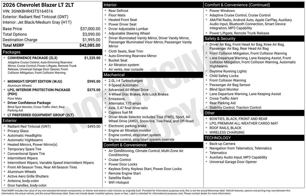 New 2026 Chevrolet Blazer LT w/ Convenience Package AWD/4WD image 11