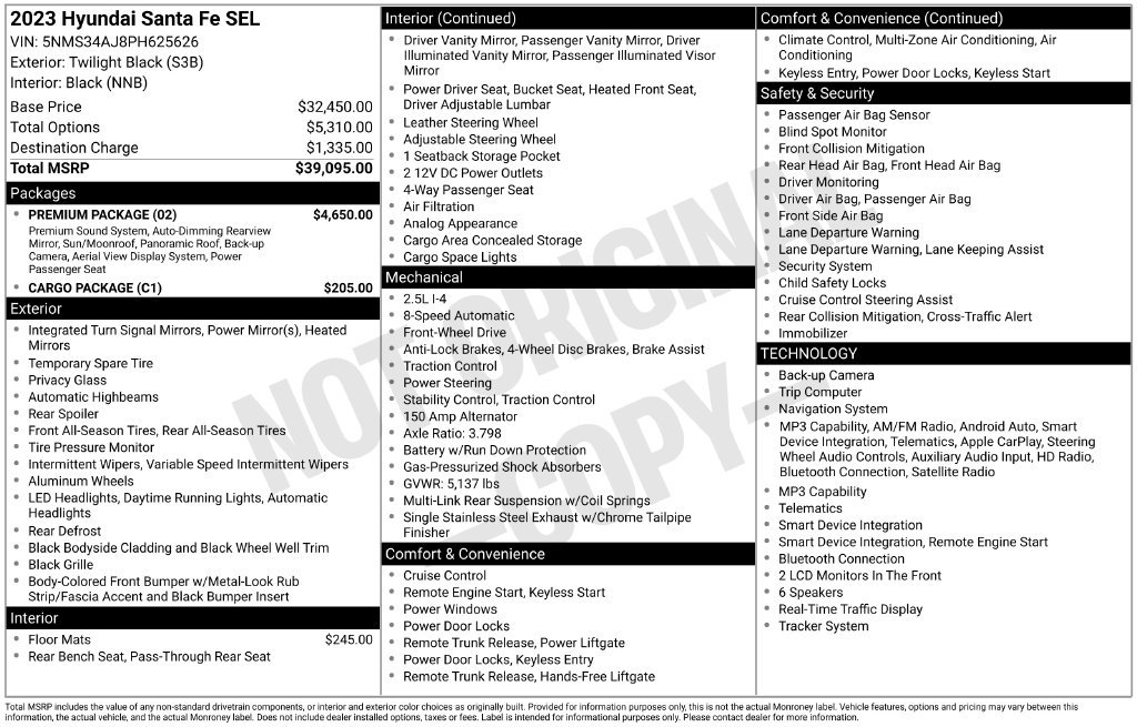 Used 2023 Hyundai Santa Fe SEL w/ Premium Package FWD image 5