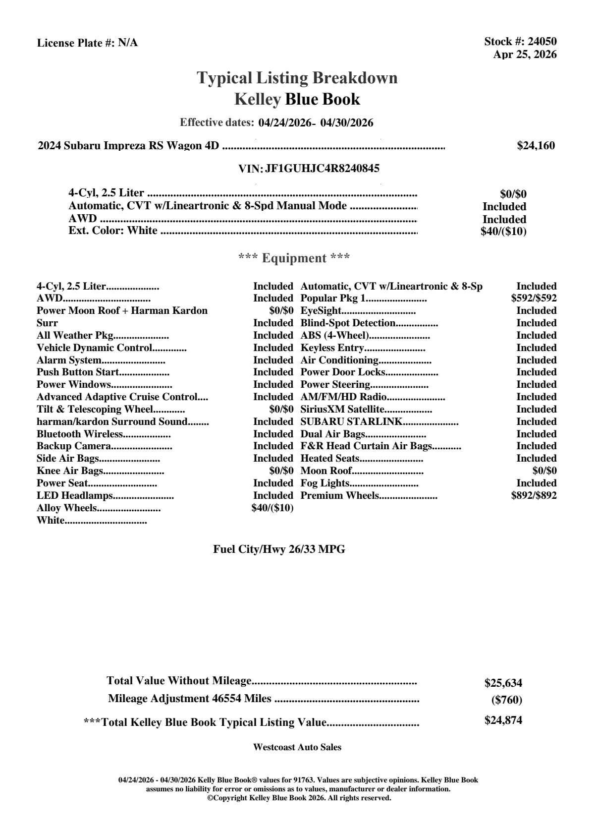 Used 2024 Subaru Impreza RS w/ Popular Package #1 AWD/4WD image 4