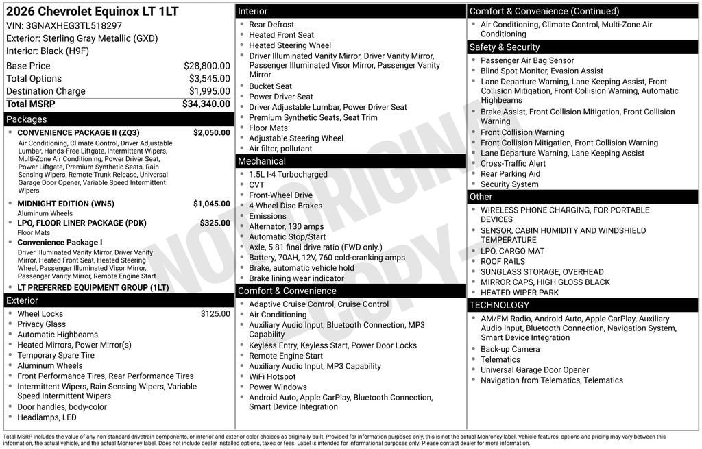 New 2026 Chevrolet Equinox LT w/ Convenience Package II FWD image 11