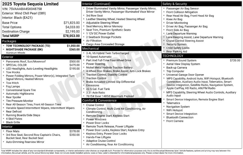 Used 2025 Toyota Sequoia Limited w/ Tow Technology Package AWD/4WD image 7