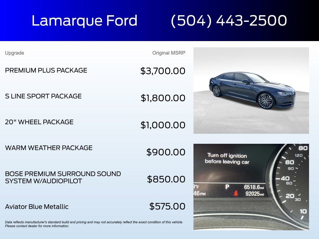 Used 2016 Audi A6 2.0T Premium Plus w/ Premium Plus Package image 2