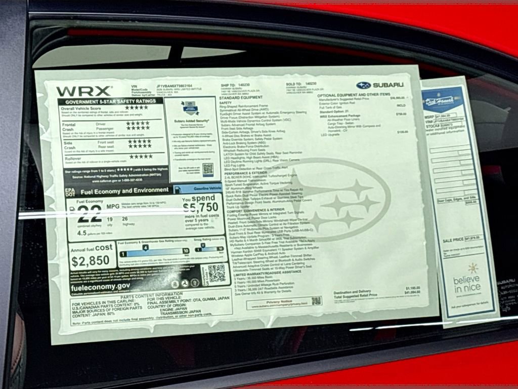 New 2026 Subaru WRX Limited AWD/4WD image 25