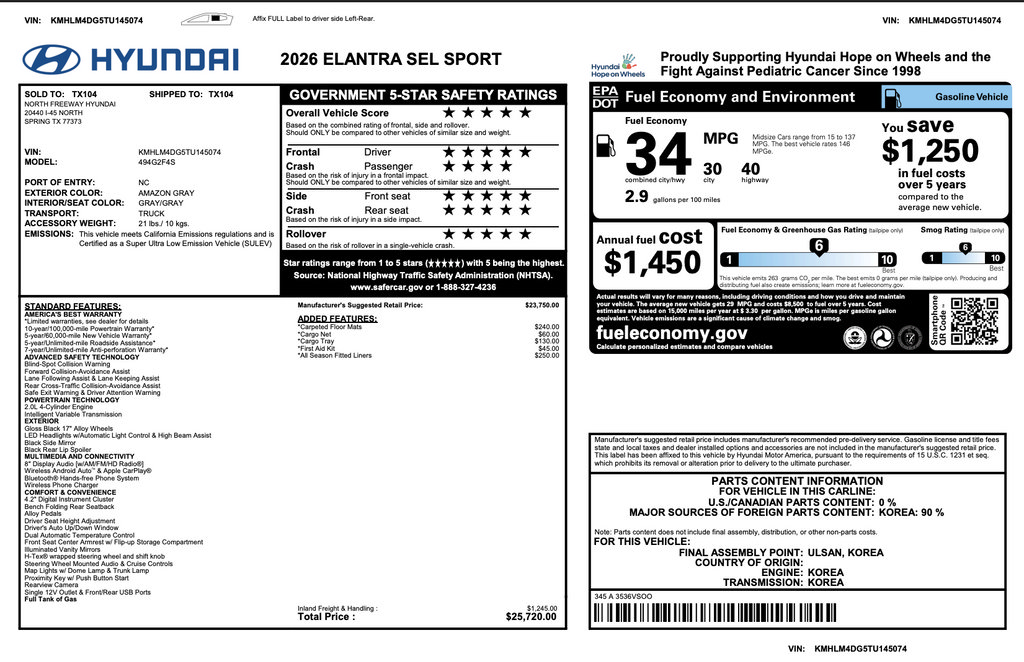 Certified 2026 Hyundai Elantra Sport FWD image 3