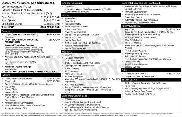 Used 2025 GMC Yukon XL AT4 Ultimate w/ LPO, Floor Liner Package image 20