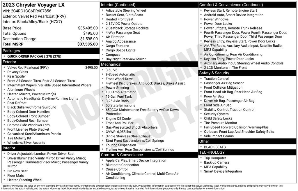 Used 2023 Chrysler Voyager LX FWD image 5