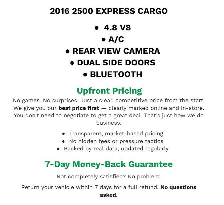 Used 2016 Chevrolet Express 2500 Extended RWD image 1