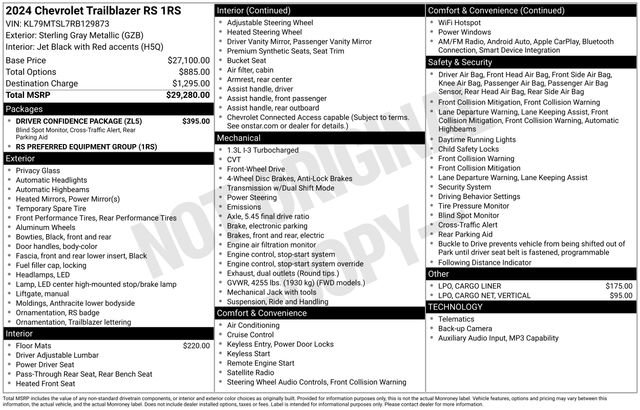 Used 2024 Chevrolet TrailBlazer RS w/ Driver Confidence Package FWD image 27