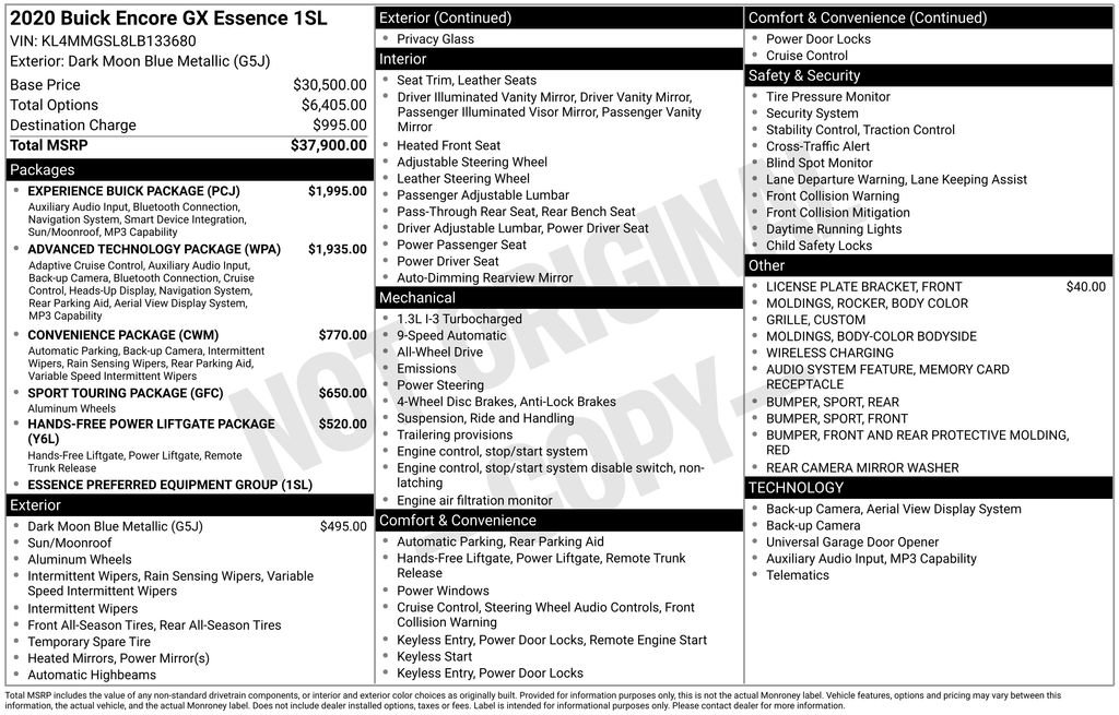 Used 2020 Buick Encore GX Essence w/ Experience Buick Package AWD/4WD image 43