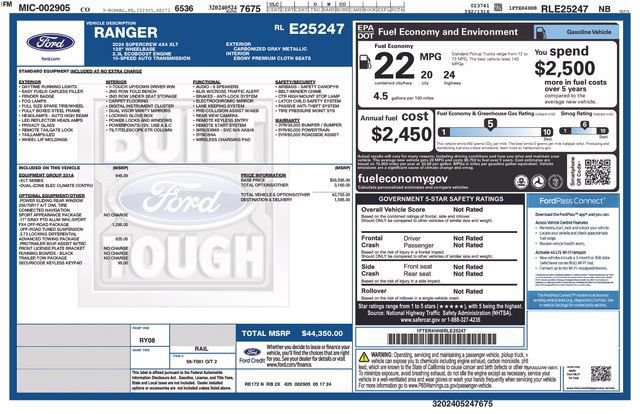 Certified 2024 Ford Ranger XLT w/ FX4 Off-Road Package AWD/4WD image 6