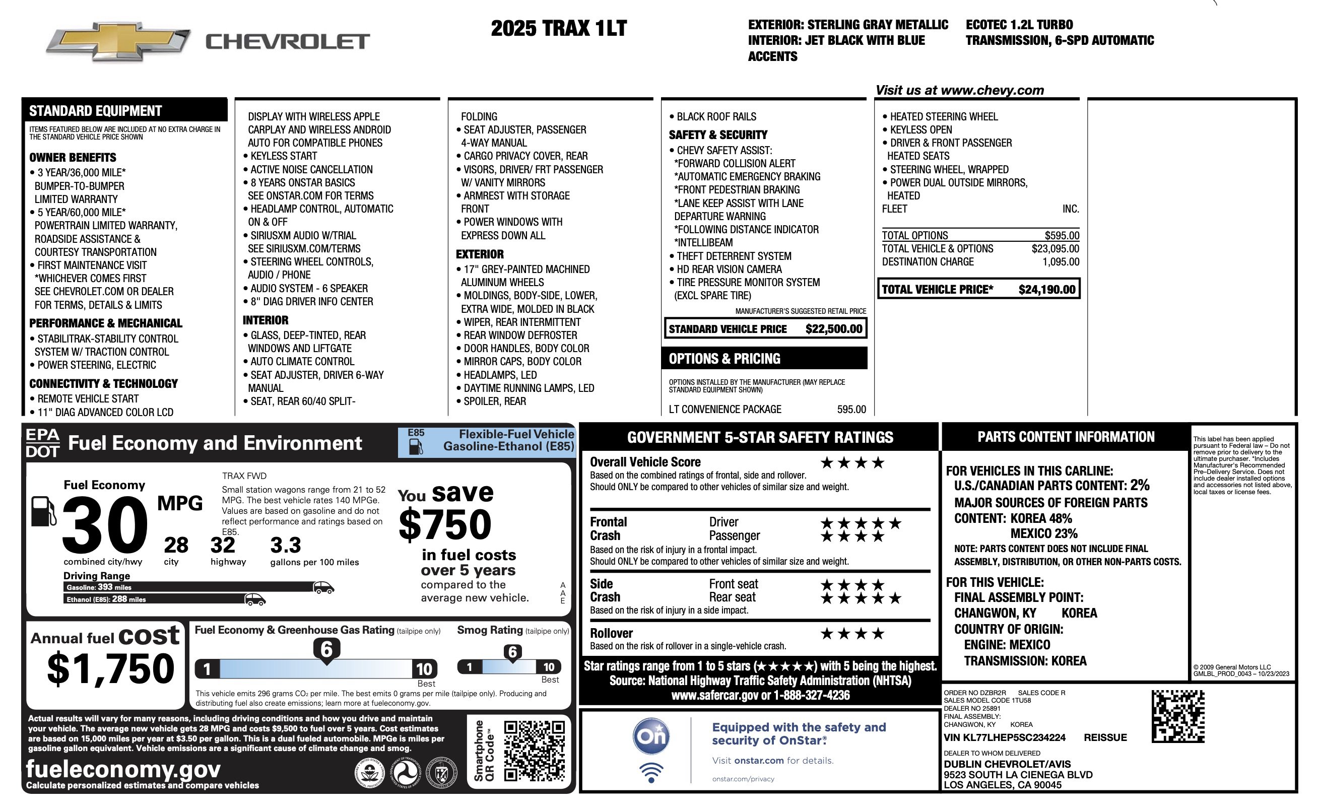 Used 2025 Chevrolet Trax LT w/ LT Convenience Package FWD image 4
