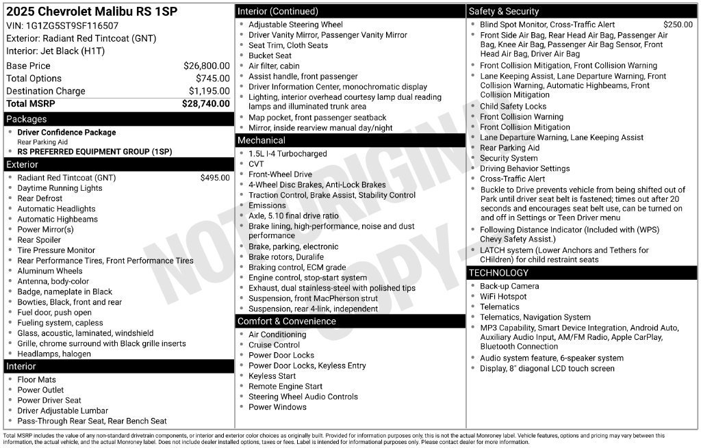 Used 2025 Chevrolet Malibu RS FWD image 2