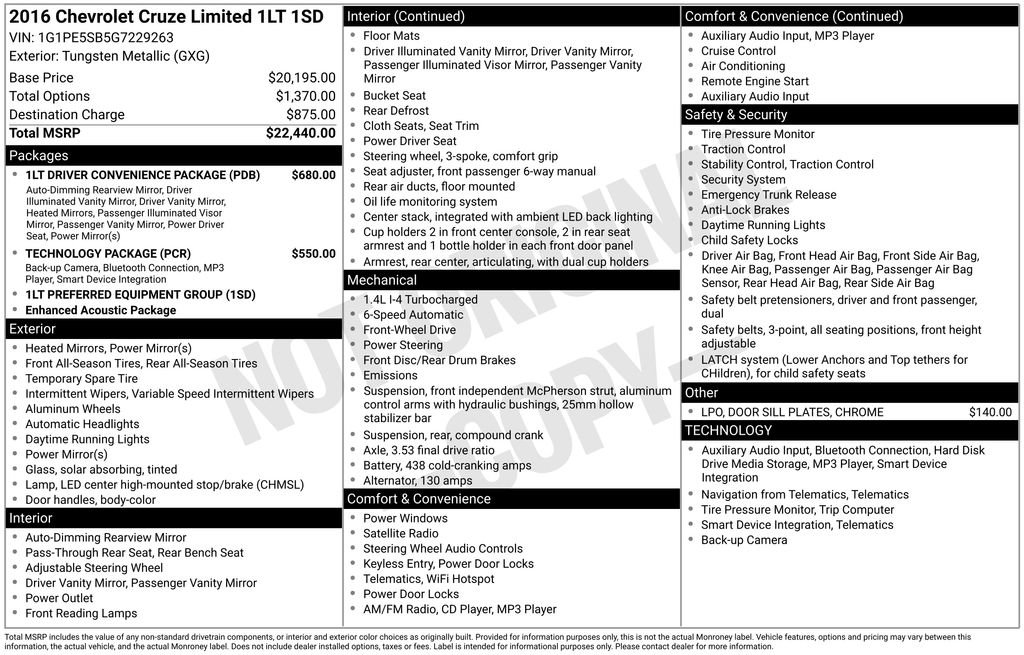 Used 2016 Chevrolet Cruze LT image 37