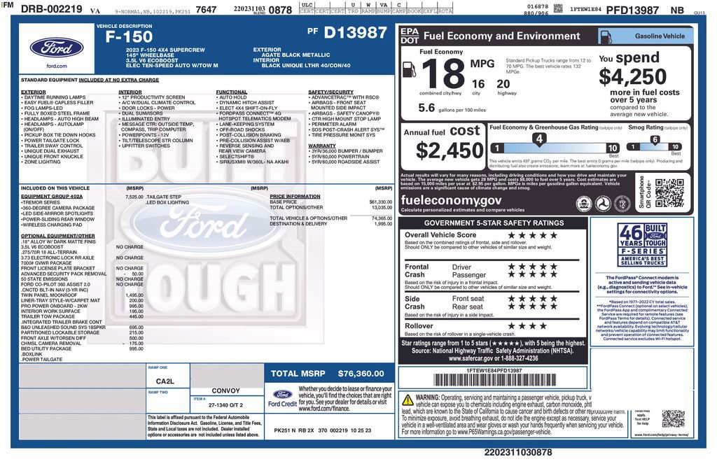 Used 2023 Ford F150 Tremor w/ Equipment Group 402A High image 6