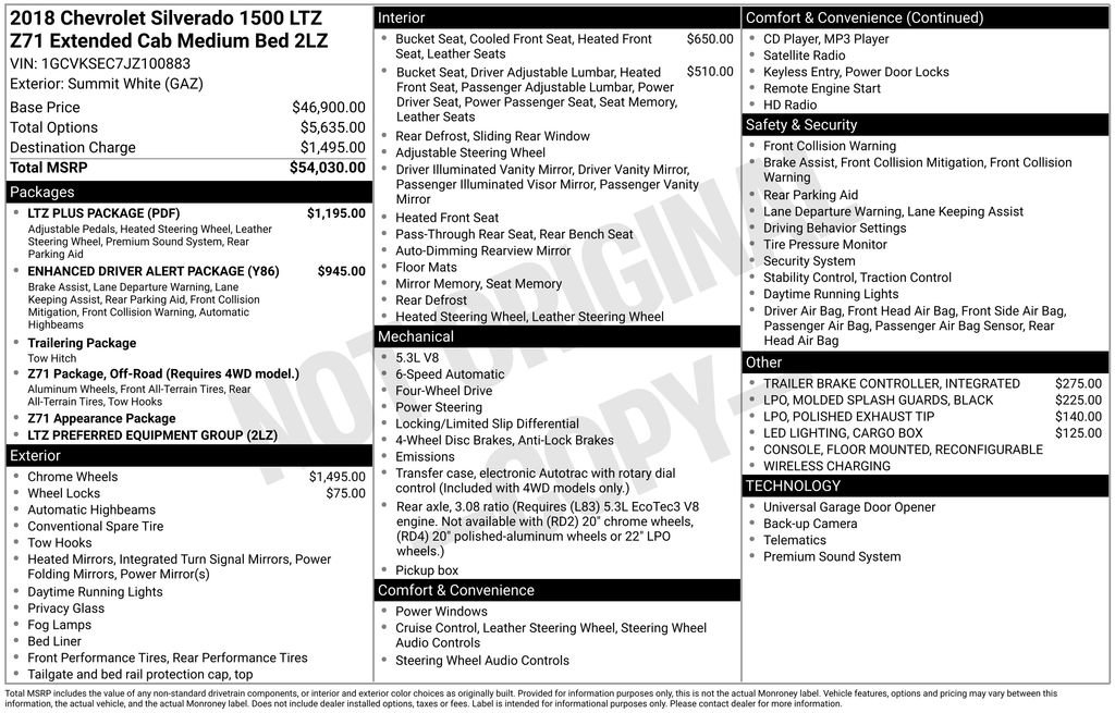 Used 2018 Chevrolet Silverado 1500 LTZ Z71 w/ LTZ Plus Package image 13