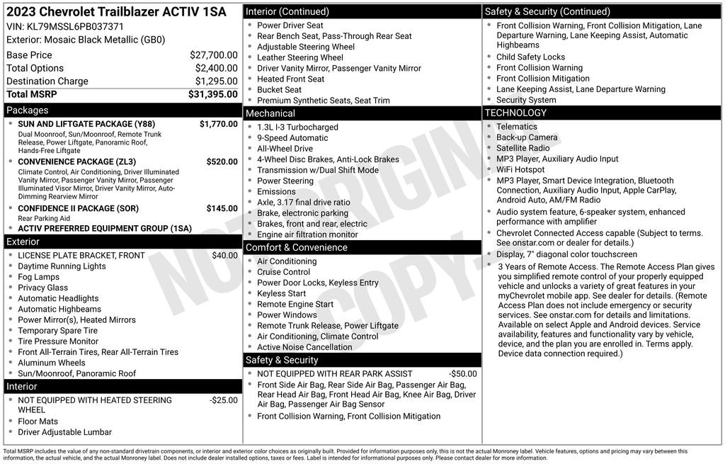 Used 2023 Chevrolet TrailBlazer ACTIV w/ Sun and Liftgate Package AWD/4WD image 21