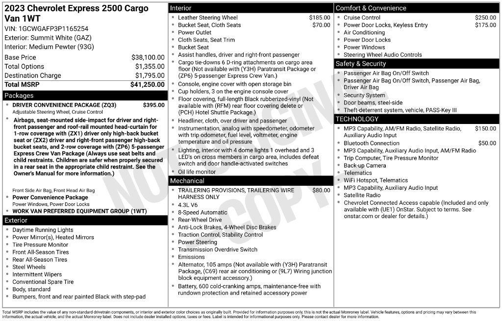 Used 2023 Chevrolet Express 2500 w/ Driver Convenience Package RWD image 32
