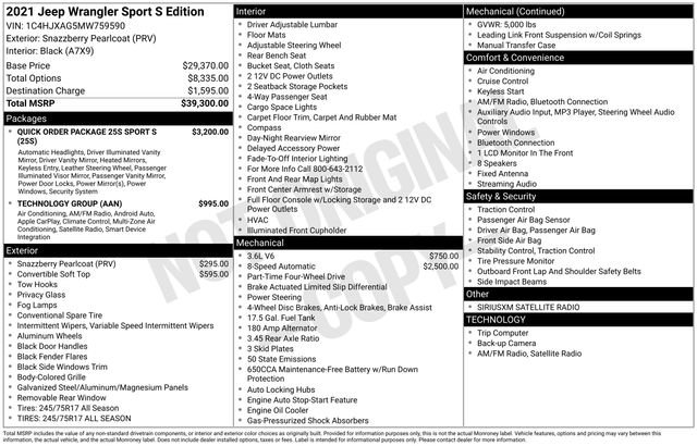 Used 2021 Jeep Wrangler Sport S image 16