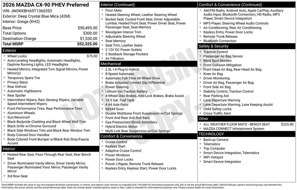 New 2026 MAZDA CX-90 Plug-In Hybrid w/ Preferred image 6