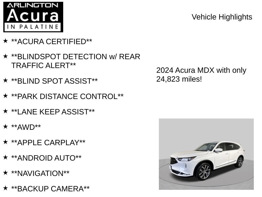 Certified 2024 Acura MDX SH-AWD w/ Technology Package image 7