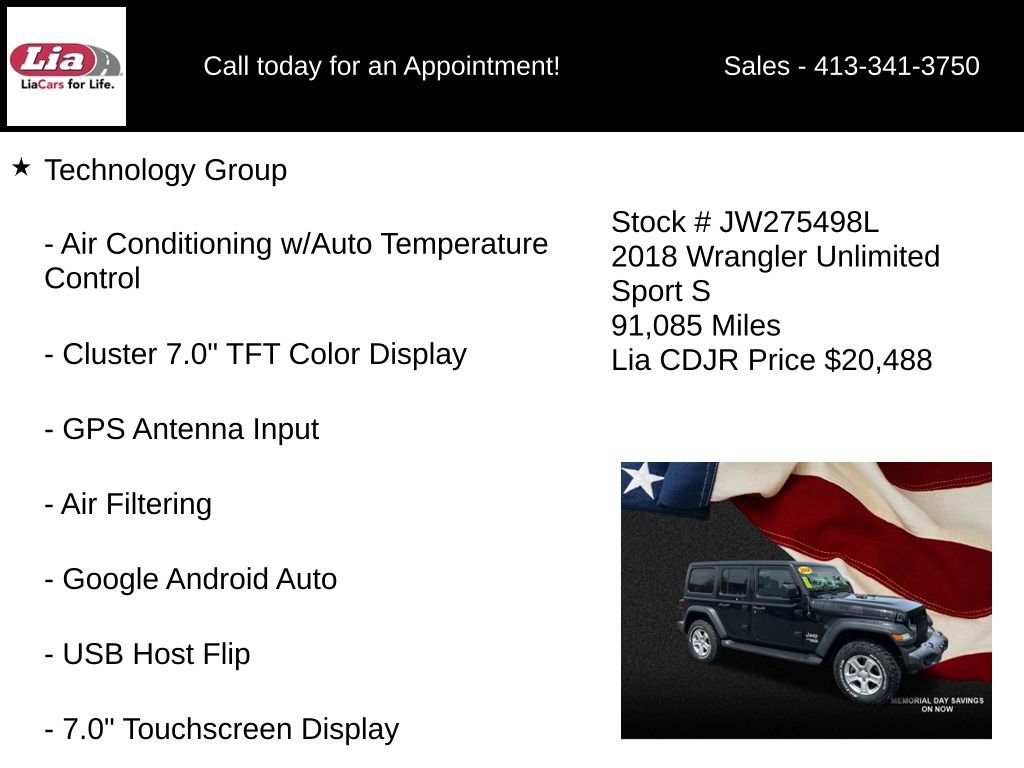 Used 2018 Jeep Wrangler Unlimited Sport S AWD/4WD image 6