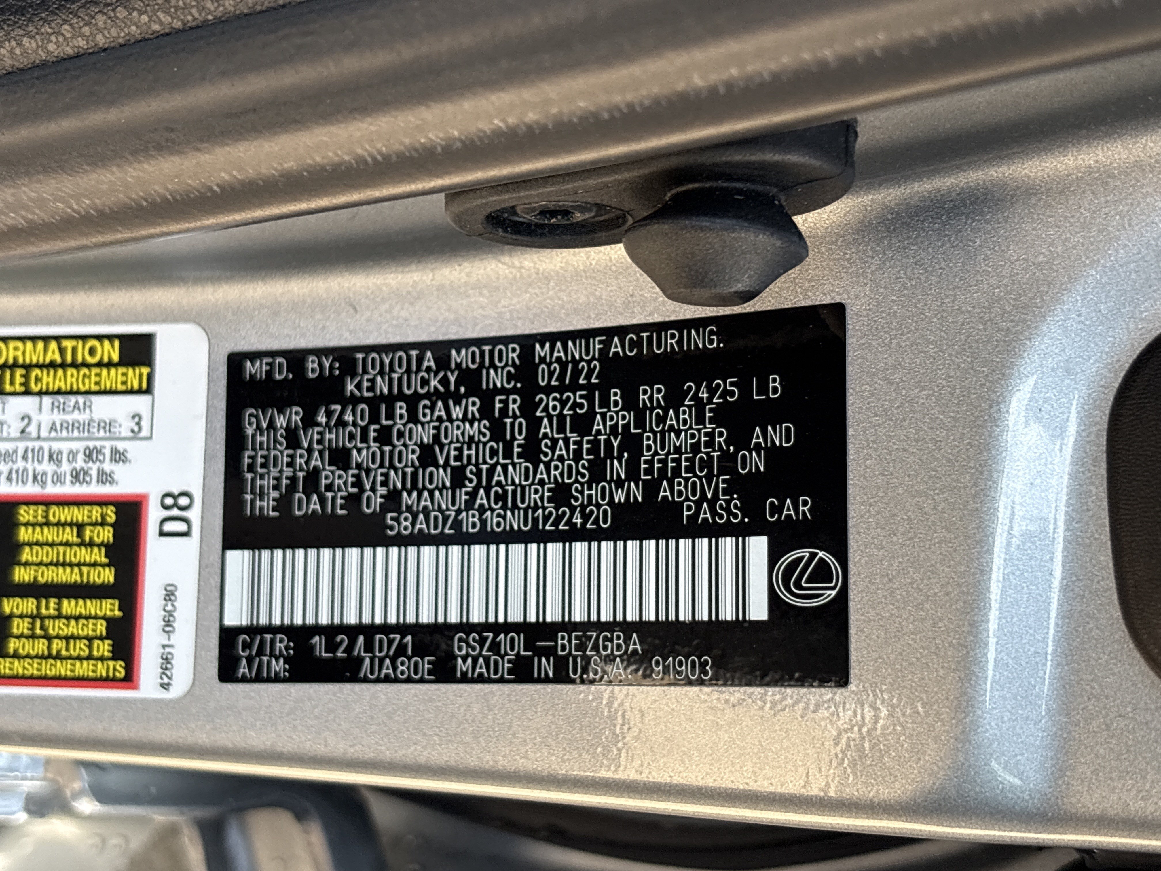 Certified 2022 Lexus ES 350 w/ Premium Package FWD image 35