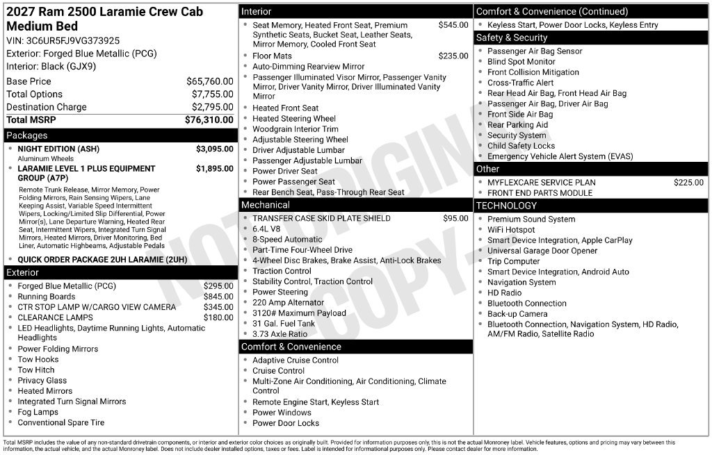 New 2027 RAM 2500 Laramie w/ Night Edition AWD/4WD image 6