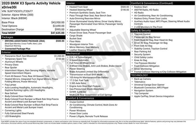 Used 2020 BMW X3 xDrive30i w/ Driving Assistance Package image 10