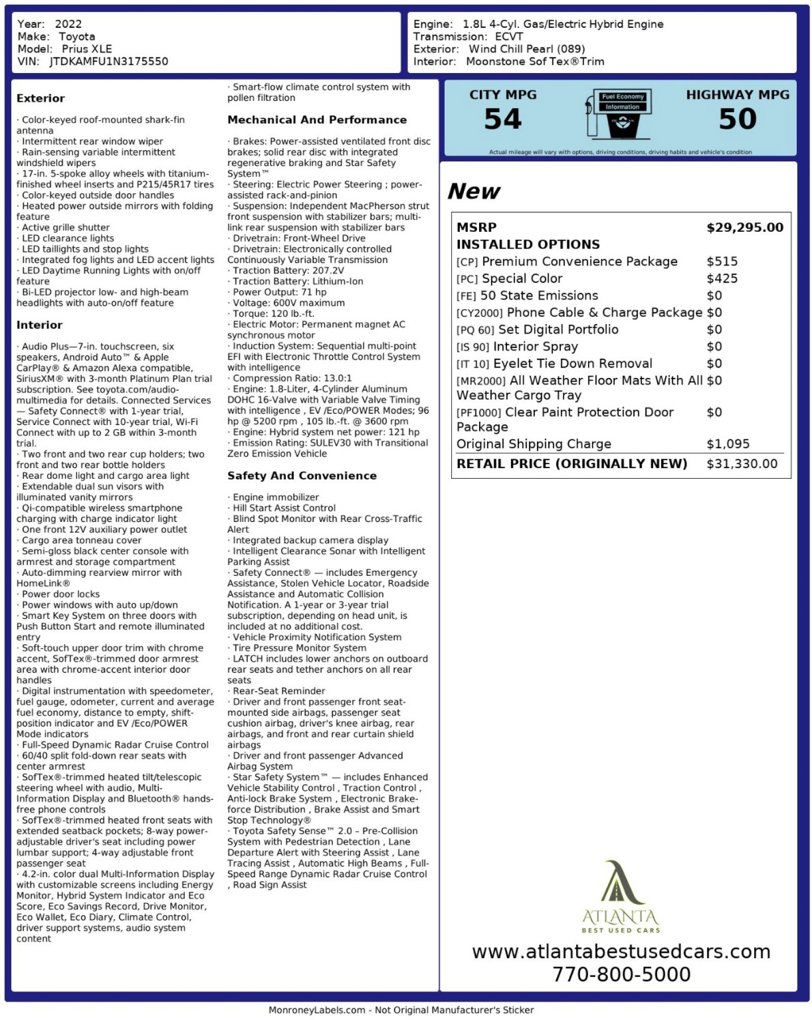 Used 2022 Toyota Prius XLE w/ Premium Convenience Package image 52