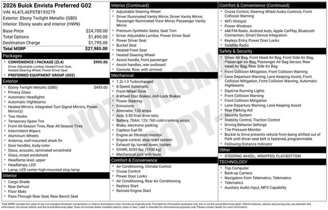 New 2026 Buick Envista Sport Touring w/ Convenience I Package FWD image 21
