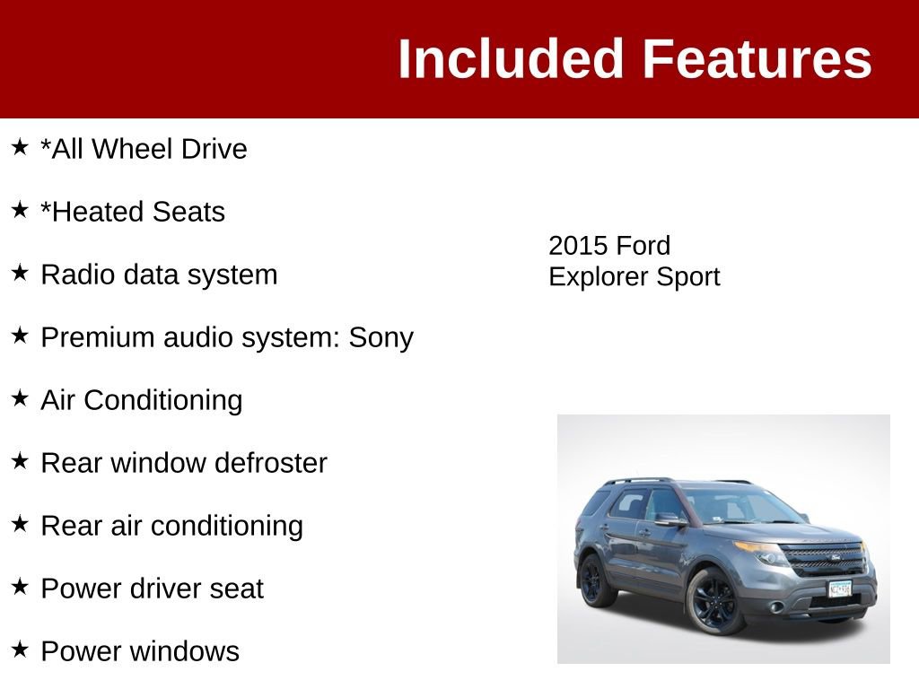 Used 2015 Ford Explorer Sport w/ Equipment Group 401A AWD/4WD image 3