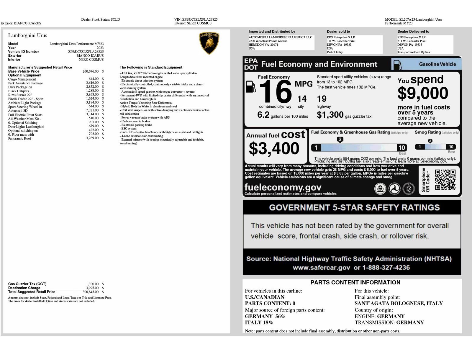 Used 2023 Lamborghini Urus Performante AWD/4WD image 6