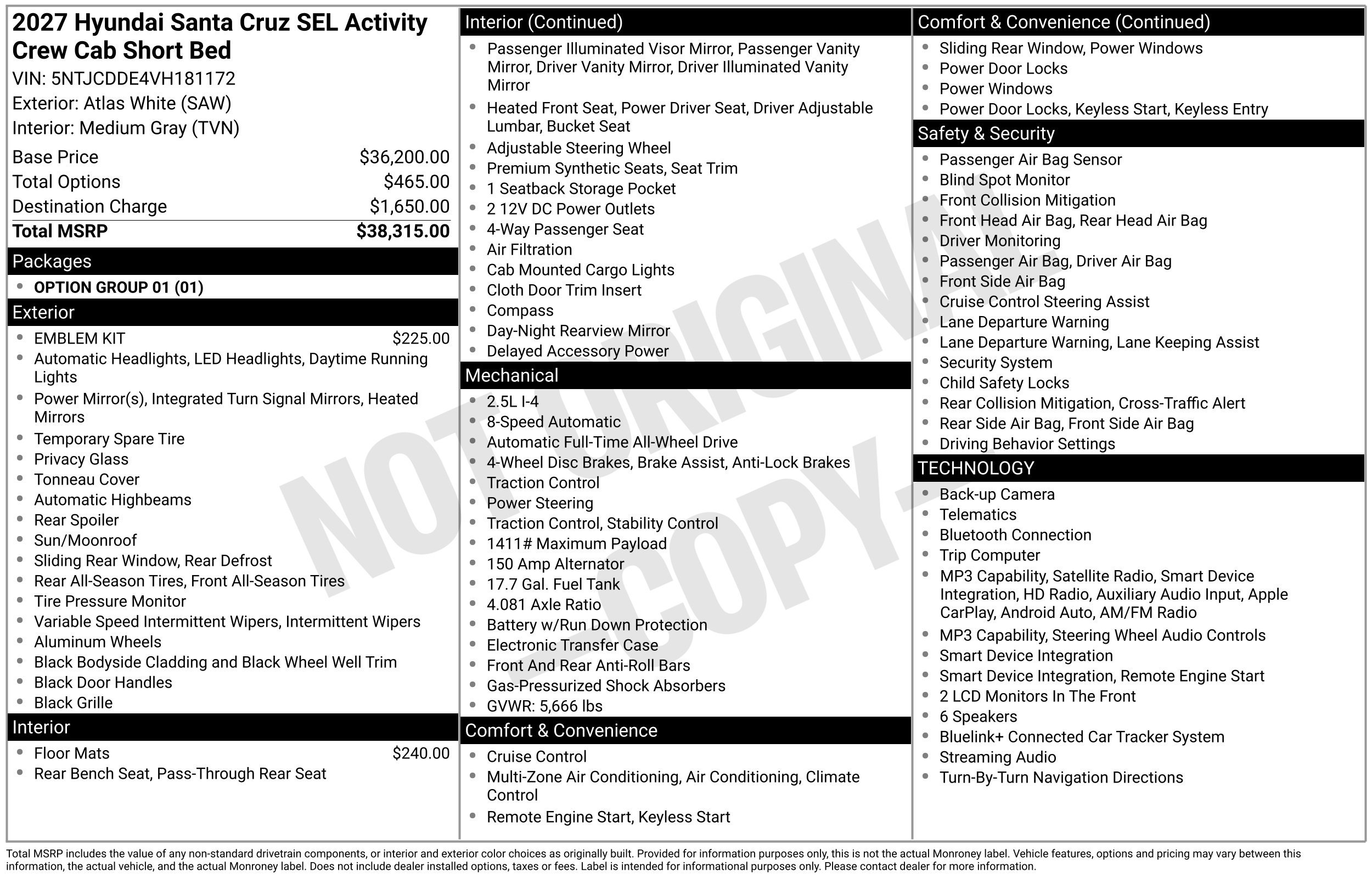 New 2027 Hyundai Santa Cruz SEL AWD/4WD image 3